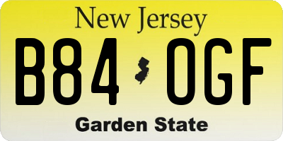 NJ license plate B84OGF