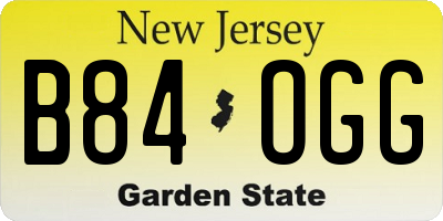NJ license plate B84OGG