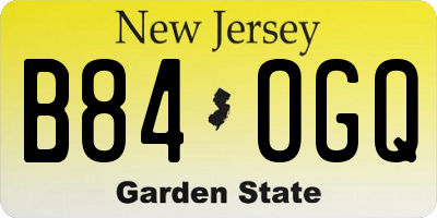 NJ license plate B84OGQ