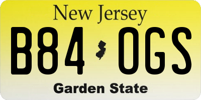 NJ license plate B84OGS