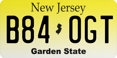 NJ license plate B84OGT