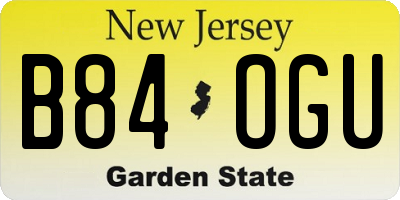 NJ license plate B84OGU