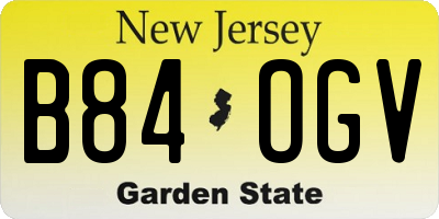 NJ license plate B84OGV