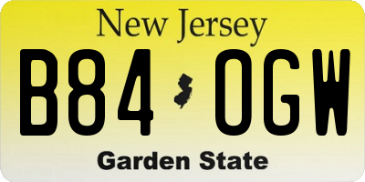 NJ license plate B84OGW