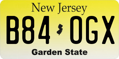 NJ license plate B84OGX