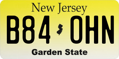 NJ license plate B84OHN