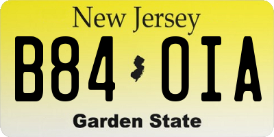 NJ license plate B84OIA