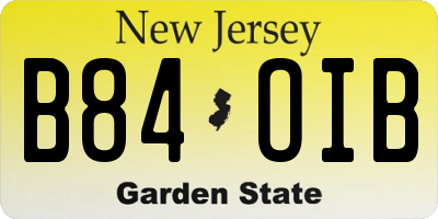 NJ license plate B84OIB