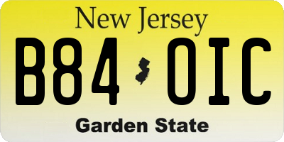 NJ license plate B84OIC
