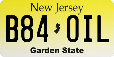 NJ license plate B84OIL