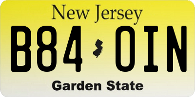 NJ license plate B84OIN