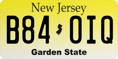 NJ license plate B84OIQ