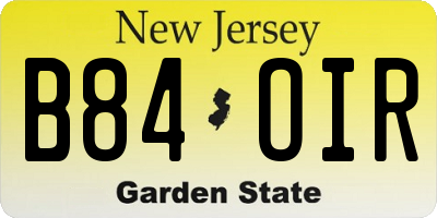 NJ license plate B84OIR