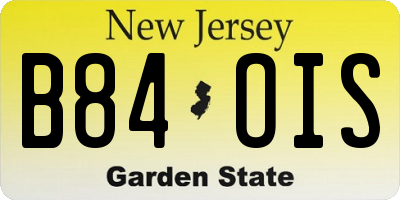 NJ license plate B84OIS