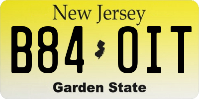 NJ license plate B84OIT