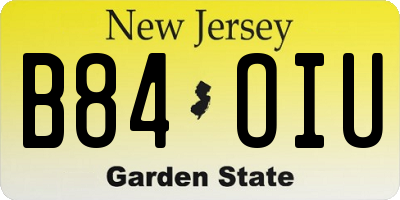 NJ license plate B84OIU