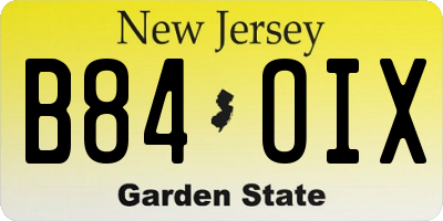 NJ license plate B84OIX