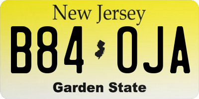 NJ license plate B84OJA