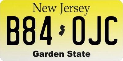 NJ license plate B84OJC