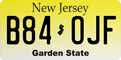 NJ license plate B84OJF
