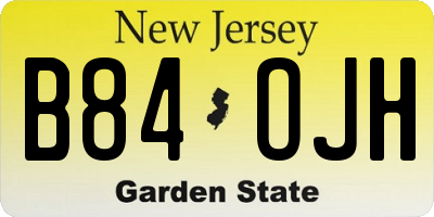 NJ license plate B84OJH