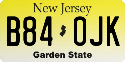 NJ license plate B84OJK