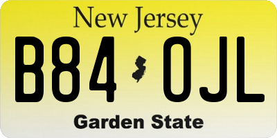 NJ license plate B84OJL