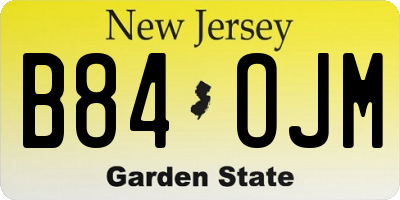 NJ license plate B84OJM