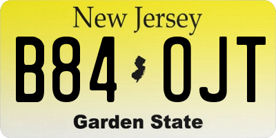 NJ license plate B84OJT