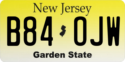 NJ license plate B84OJW