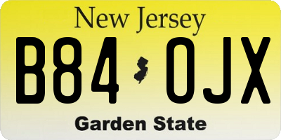 NJ license plate B84OJX