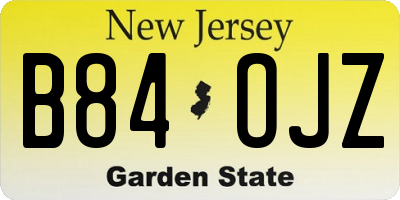 NJ license plate B84OJZ