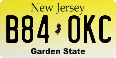 NJ license plate B84OKC