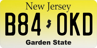 NJ license plate B84OKD