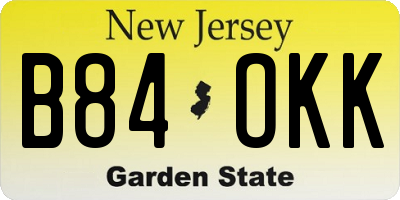 NJ license plate B84OKK
