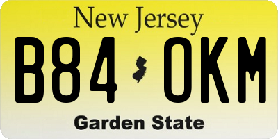 NJ license plate B84OKM