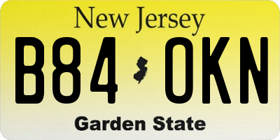 NJ license plate B84OKN