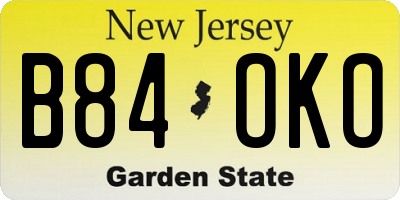 NJ license plate B84OKO