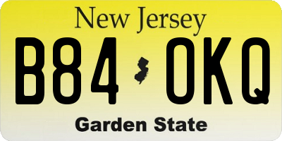 NJ license plate B84OKQ