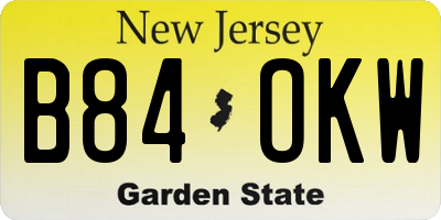 NJ license plate B84OKW