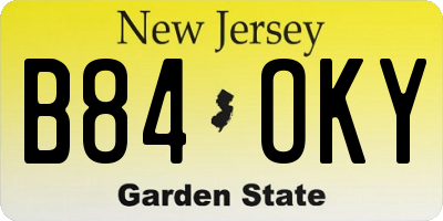 NJ license plate B84OKY