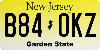 NJ license plate B84OKZ