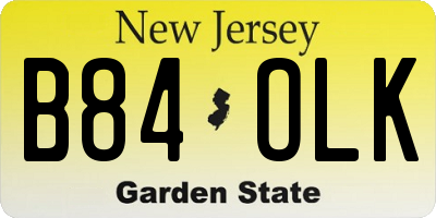 NJ license plate B84OLK