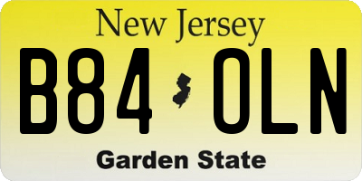 NJ license plate B84OLN
