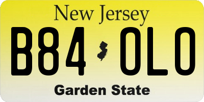 NJ license plate B84OLO