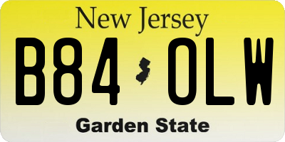 NJ license plate B84OLW