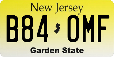 NJ license plate B84OMF