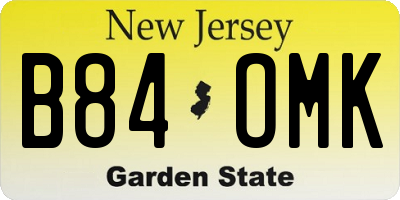 NJ license plate B84OMK