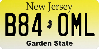 NJ license plate B84OML