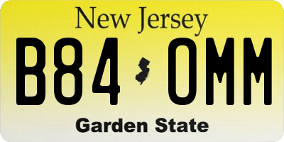 NJ license plate B84OMM